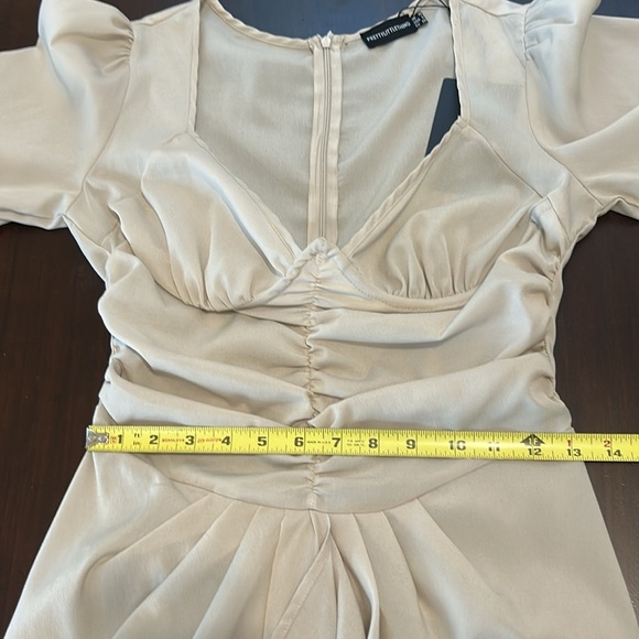 Pretty Little Thing Stone Underbust Detail Ruched Midi Dress Women Size 6 - Picture 10 of 17